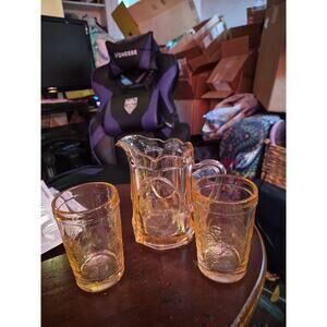 Vintage Tiara Pink Depression Glass Mary Had A Little Lamb Pitcher Small...